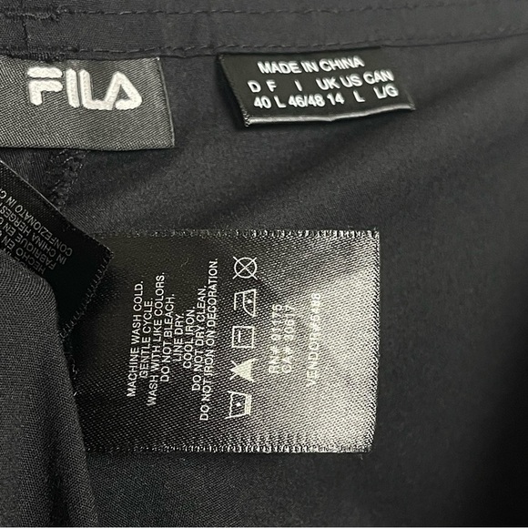 Fila Large Matte Black Drawstring Hiking Pants Roll Up Convertible Outdoor Camp - Picture 9 of 10